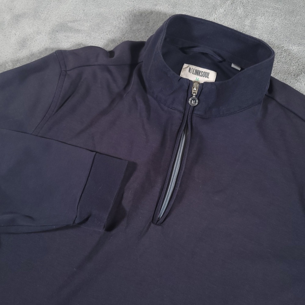 Linksoul Pullover Mens Medium Dark Grey Quarter Zip Cotton Bayonet Black Horse